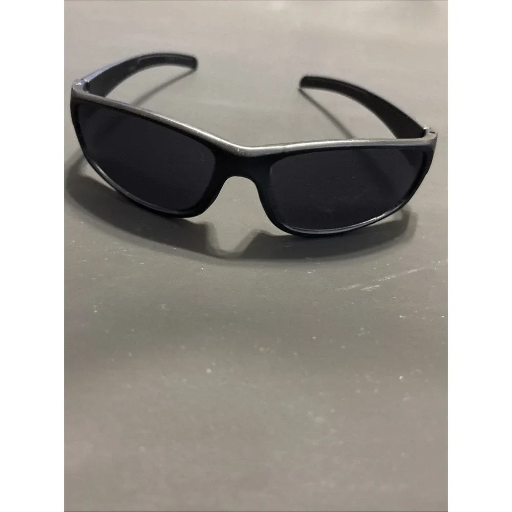 Wrap Around Sport Sunglasses Black Gray Rectangular
